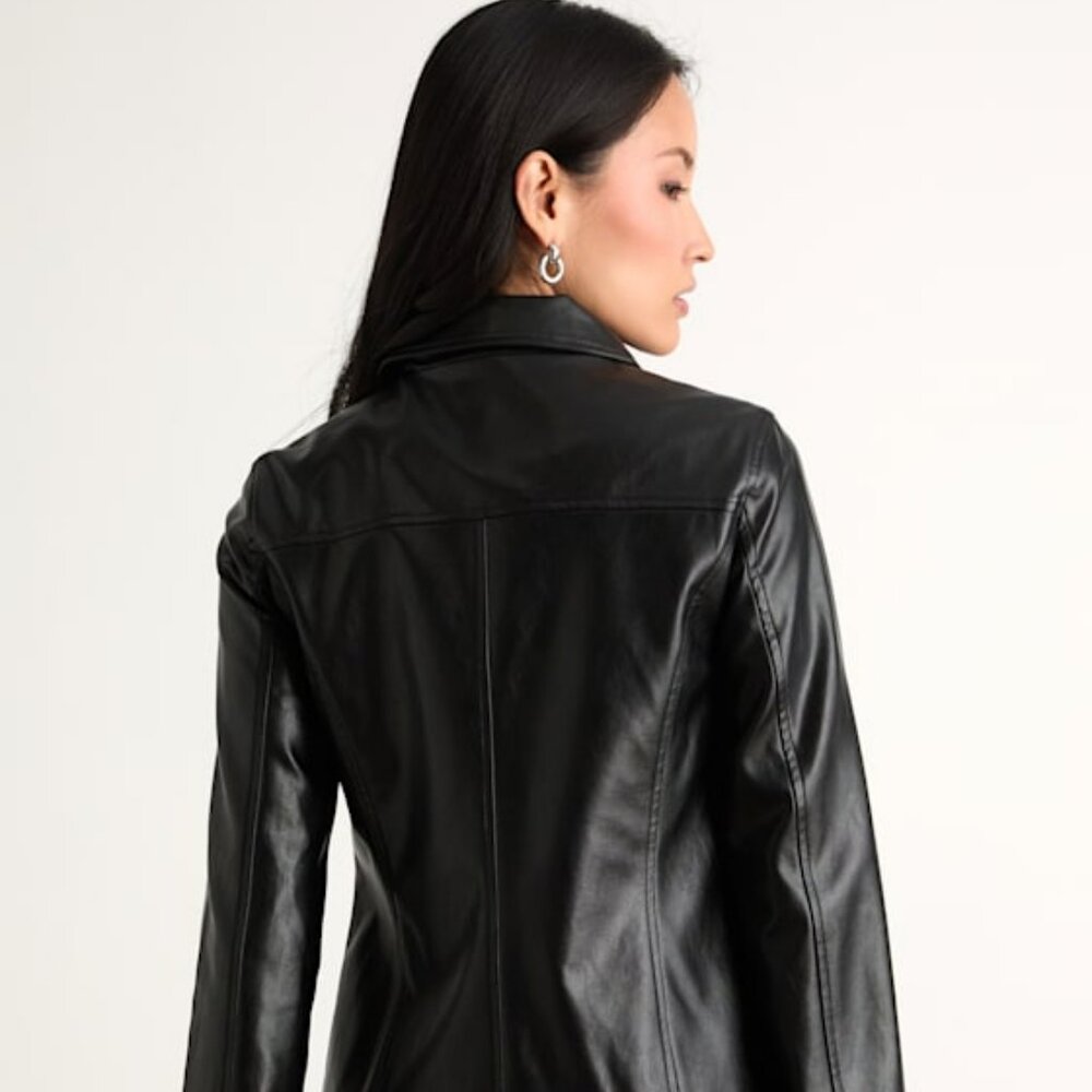 Lulus Rossana Black Vegan Leather Collared Jacket - Size M